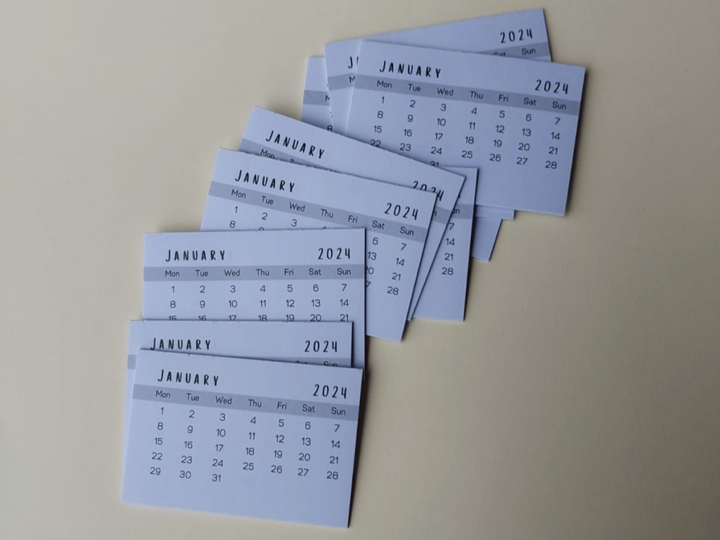 Mini Calendar Tabs 2024 (week starts Sunday) Papertisserie