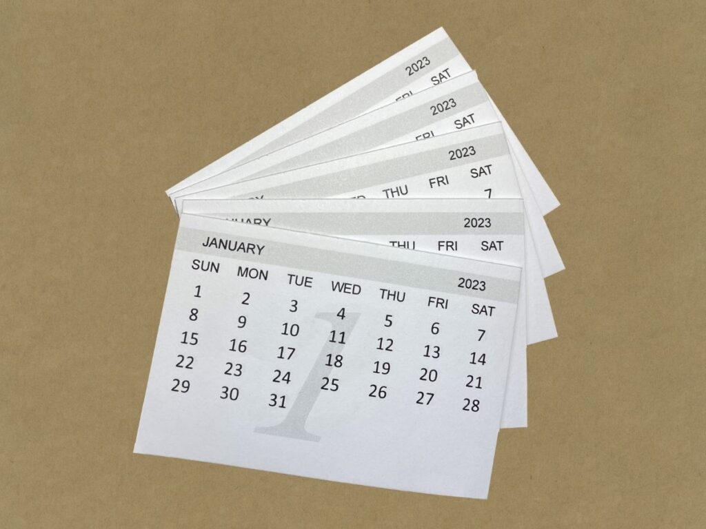 Mini Calendar Tabs 2024 (week starts Sunday) Papertisserie